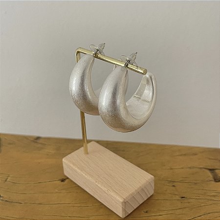 Argola Brinco Gota Inteira Lumière Max - Ródio - Fosco