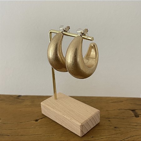 Argola Gota Inteira Lumière Max - Dourado - Fosco