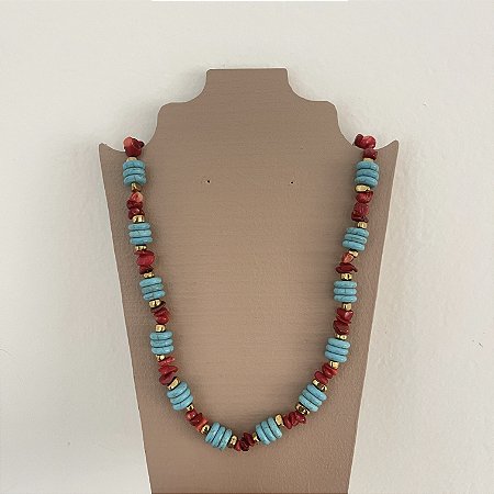 Colar Pastilhas Turquesa