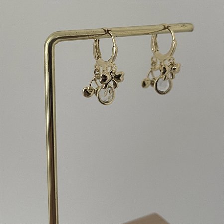 Argola Betina Cereja e Laço - Dourado