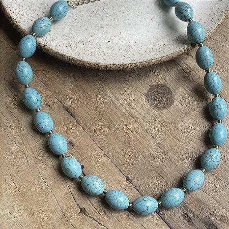 Colar Oval Turquesa