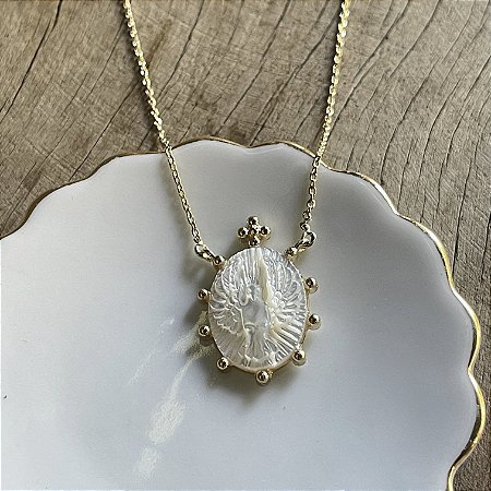 Colar Medalha Madrepérola - M - Espírito Santo