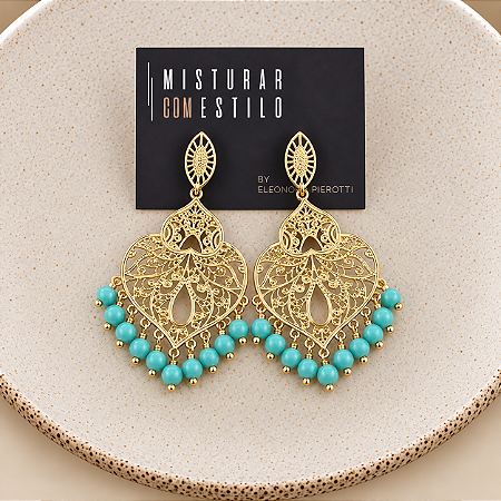 Brinco Petra Boho - Turquesa