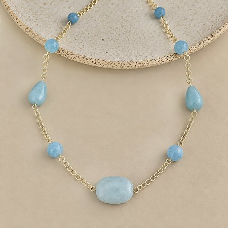 Colar Petra Boho Pedras - Turquesa - Curto