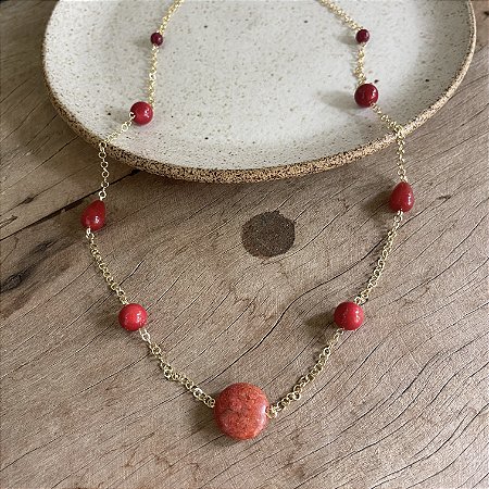 Colar Petra Boho Pedras - Marsala - Longo