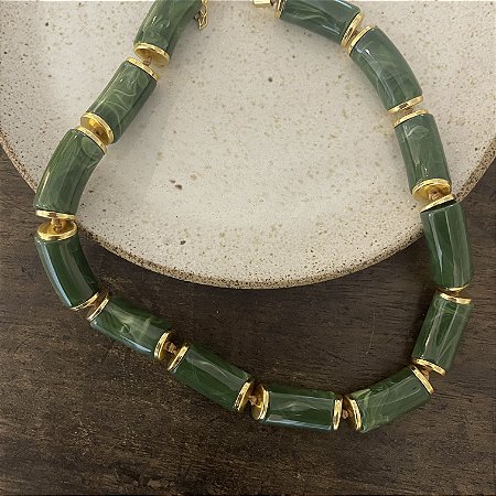 Colar Boho de Resina - Verde