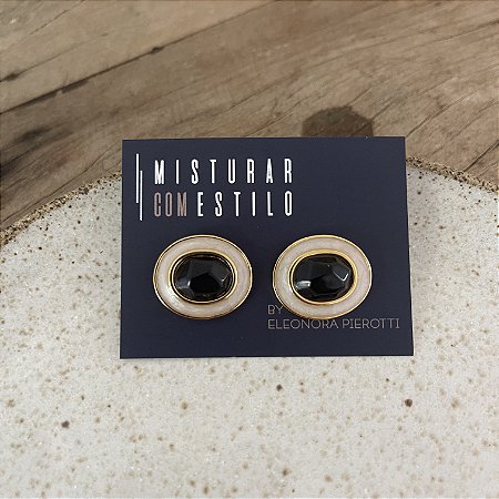 Brinco Oval Aurora - Fumê - Madrepérola