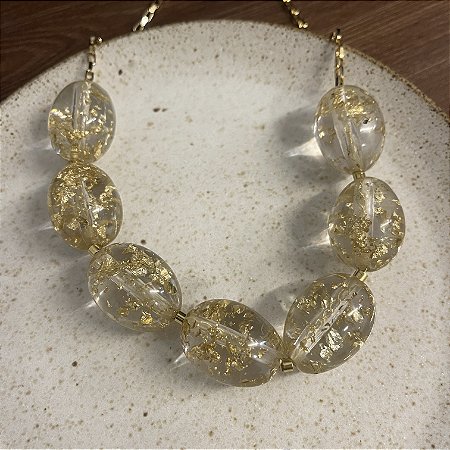 Colar Oval - Cristal Ouro