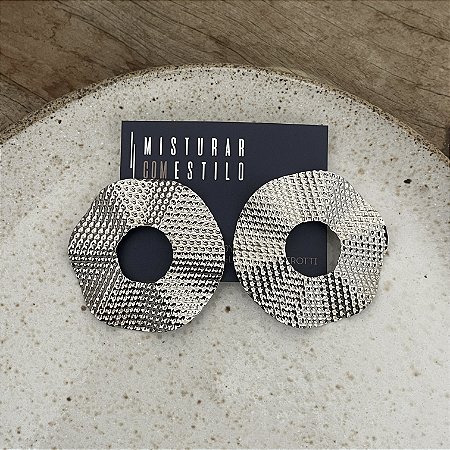 Brinco Disco Organico Petra - Ródio