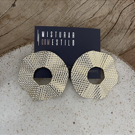 Brinco Disco Organico Petra - Dourado