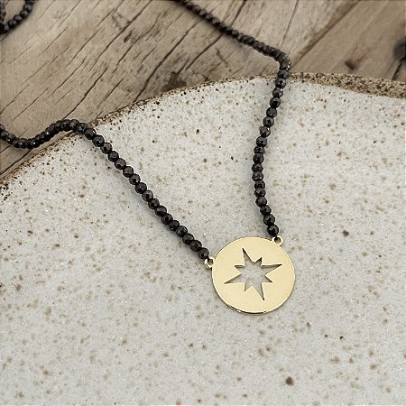 Colar Cristais - Fumê - Estrela de Oito Pontas