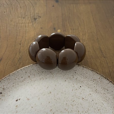 Bracelete de Bolas de Resina - Café