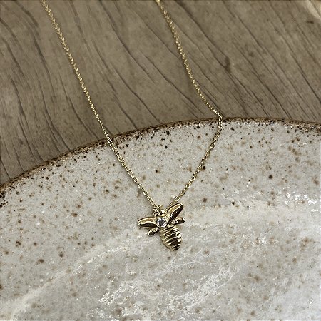 Colar Mini Abelha com Zircônia