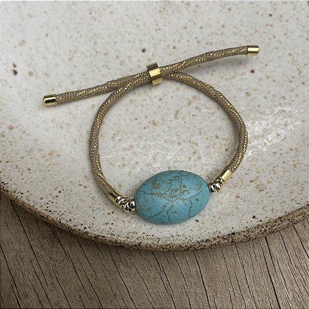 Pulseira Petra Turquesa Corda Ajustável