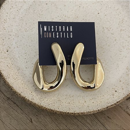 Argola Petra Orgânica - Dourado