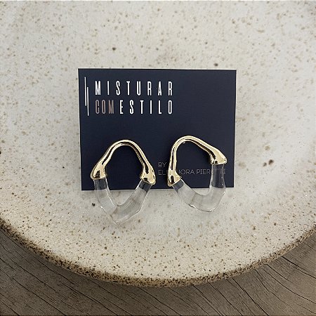 Argola Petra Reta - Cristal Dourado