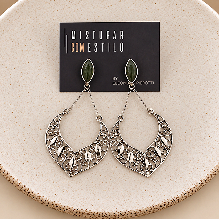 Brinco Petra Boho Vazado - Verde Musgo