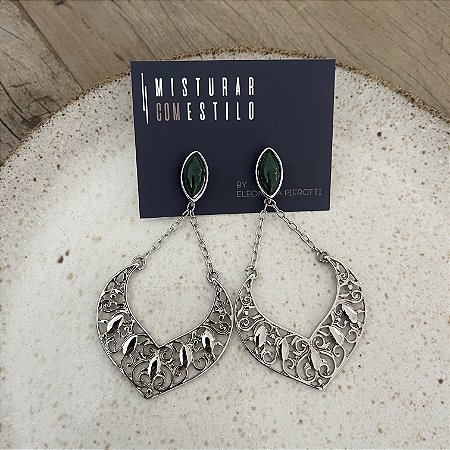 Brinco Petra Boho Vazado - Verde Musgo