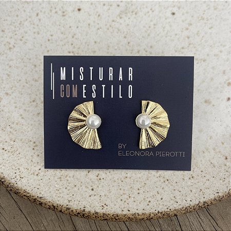 Brinco Leque com Pérola - P