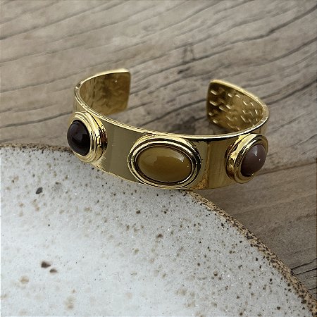 Bracelete Aurora Tricolor - Mostarda, Café e Cappucino