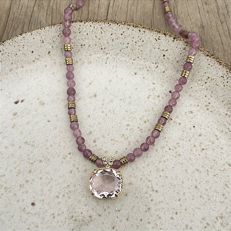 Colar Murano Petra Retangular - Lavanda