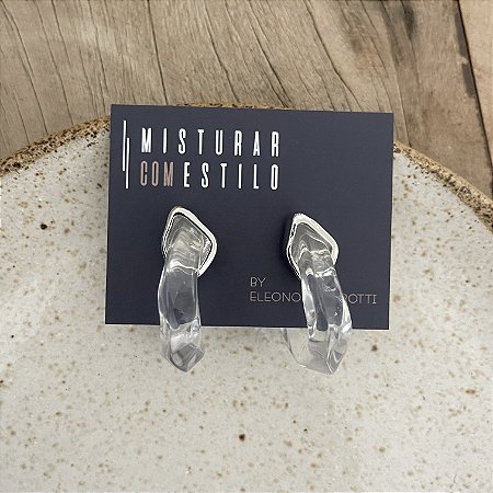 Argola Petra - Cristal com Ródio