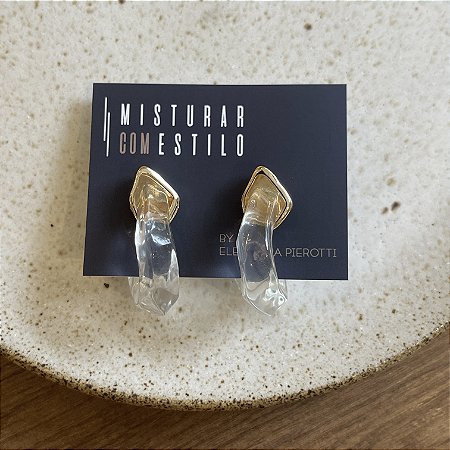 Argola Petra - Cristal com Dourado