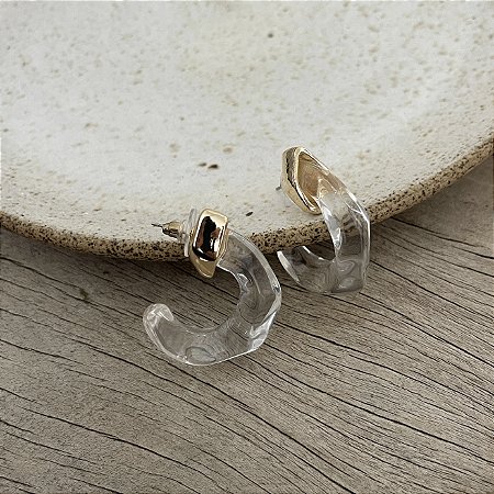 Argola Petra - Cristal com Dourado