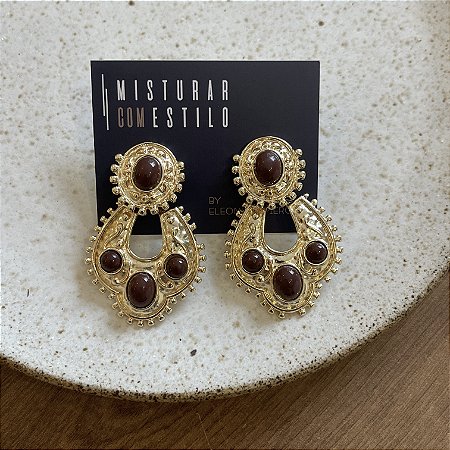 Brinco Boho de Resina - Café