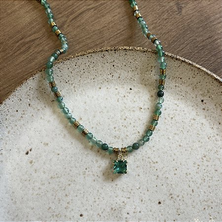 Colar Murano Petra Quadrado - Esmeralda