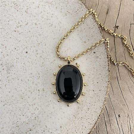 Colar Aurora Oval Longo - Preto