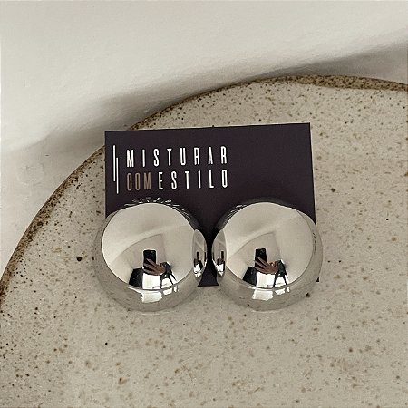 Brinco Bolão Achatado - GG - Ródio