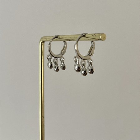 Argola Betina Trio Mini Esferas - Ródio