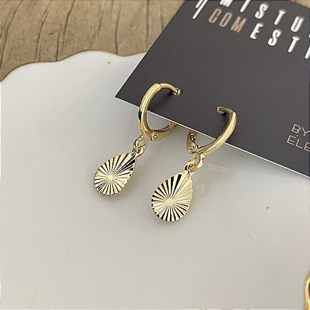 Argola Betina Gota Canelado - Dourado