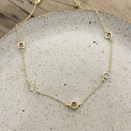 Colar Cora Discos - Curto - Cristal