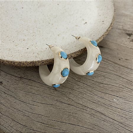 Argola Boho Gota - Marfim Semi