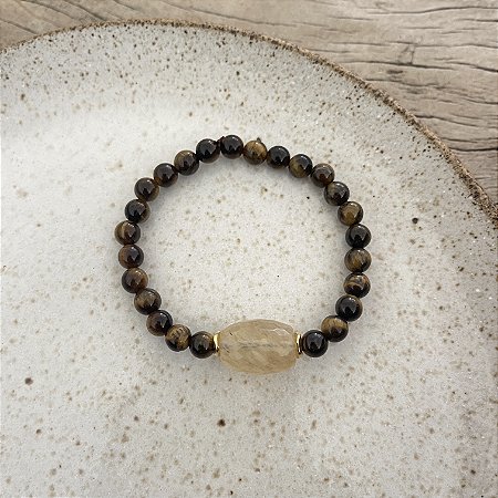 Pulseira Pedras Naturais Cristal Rutilado - G