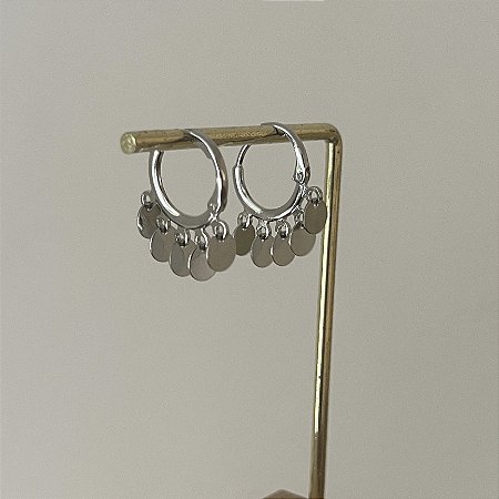 Argola Betina Cinco Confetes Mini - Ródio
