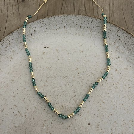 Colar Cristais Petra - Verde Musgo