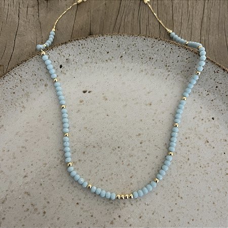 Colar Cristais Petra - Azul Bebê