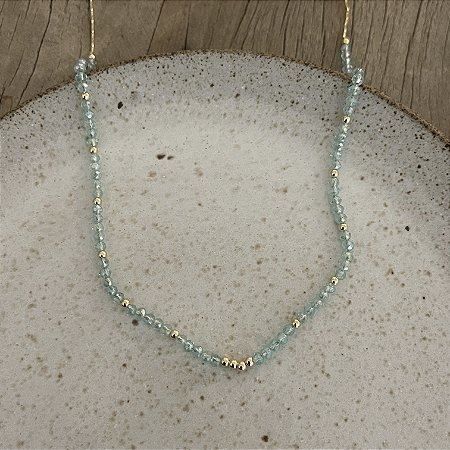 Colar Cristais Petra - Azul Semitransparente