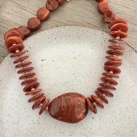 Colar Pastilhas Max - Coral