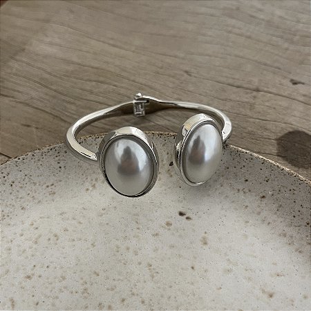 Bracelete Duas Pérolas - Ródio