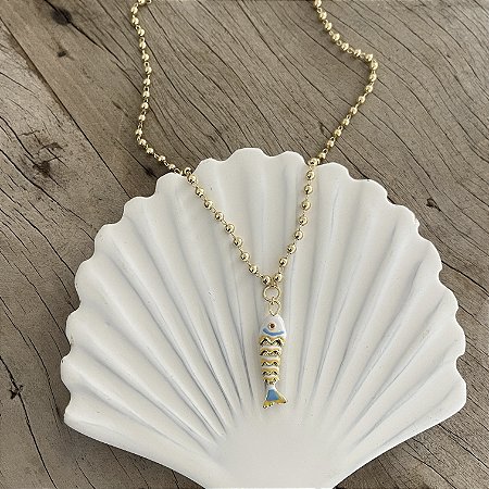 Colar Esferas Peixe - Branco
