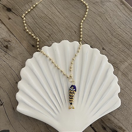 Colar Esferas Peixe - Azul