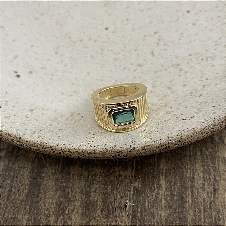 Anel Thais Retangular - Esmeralda