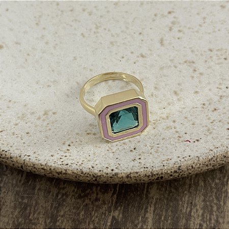 Anel Thais Quadrado - Esmeralda