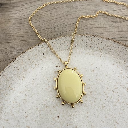 Colar Aurora Oval Longo - Manteiga