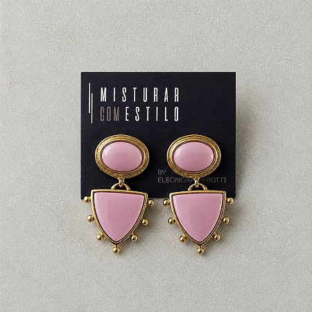 Brinco Aurora Duplo Triângulo - Rosa Bebê