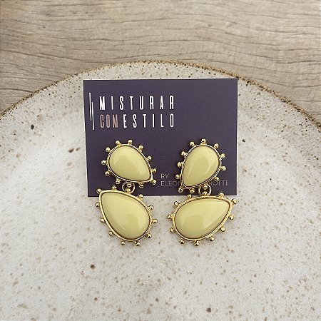 Brinco Aurora Duplo Gota - Manteiga
